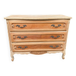 Commode bibus louis xv rnove en bois massif brut et marqueterie