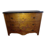 Commode en bois dor  dcor asiatique et marbre poli