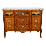Commode en bois de rose et acajou, style transition louis xv / louis xvi fin xixe