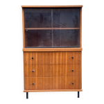Commode, buffet 2 corps vitré scandinave en bois, 3 tiroirs Commode, buffet 2 corps vitré scandinave en bois, 3 tiroirs