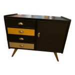 Commode buffet anne 60 cuir et bois