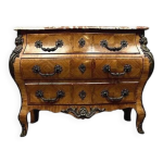 Commode a cariatides galbe toutes faces style louis xv en marqueterie