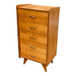 Commode chiffonnier scandinave en ch�ne pieds compas 1950