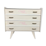 Commode chiffonnier semainier vintage 1950 / 1960 - rtro - 4 tiroirs - pieds compas - chne