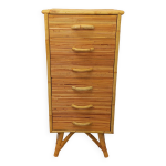 Commode chiffonnier vintage en rotin des annes 70