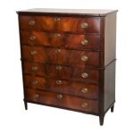 Commode chiffonnire ancienne en acajou flamm sur chne xixe sicle