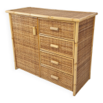Commode ou cr�dence italienne en bambou et rotin, ann�es 1980