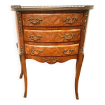 Commode demi lune de style louis xv en marqueteriea fond de cubes xx sicle