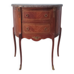 Commode demi - lune style louis xv en placage de noyer