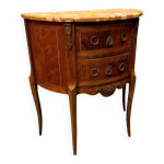 Commode demi - lune de style louis xvi � deux tiroirs avec pla
