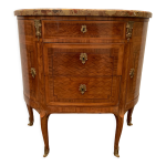 Commode en demi lune de style louis xvi marqueterie a fond de cube xx sicle