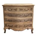 Commode galbe 4 tiroirs style louis xv en chne massif brut