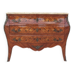Commode galbe louis xv en marqueterie de bois de rose