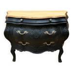 Commode galbe peinte en noir et bois
