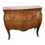 Commode galbe style louis xv en marqueterie