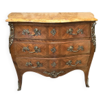 Commode galbe de style louis xv marqueterie en bois de rose