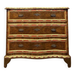 Commode galbe style louis xv en marqueterie de bois de rose et palissandre