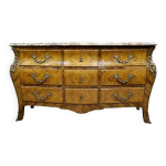 Commode galbe style louis xv en marquterie vers 1880