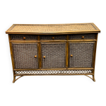 Commode italienne vintage en rotin et bambou - buffet, italie. années 1970. Commode italienne vintage en rotin et bambou - buffet, italie. années 1970.