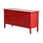 Commode laqu�e rouge carlo de carli pour sormani, vers 1963