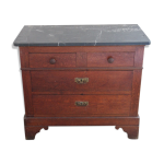 Commode louis philippe en chêne foncé et marbre noir Commode louis philippe en chêne foncé et marbre noir