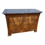 Commode louis - philippe en ronce de noyer, marbre gris saint - anne, milieu du