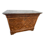 Commode louis - philippe en ronce de noyer, marbre saint - anne, milieu 19�me