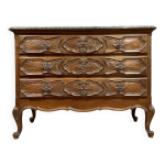 Commode louis xv baroque en noyer massif vers 1850 - 1880 Commode louis xv baroque en noyer massif vers 1850 - 1880