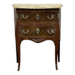 Commode louis xv fin xix�me en ch�ne, bois de rose et dessus marbre