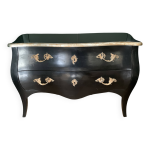 Commode louis xv noire et poignes dores