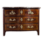 Commode louis xv en placage et bronzes dors, marbre de rance, xviiime sicle