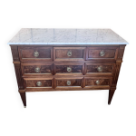 Commode louis xvi en acajou de plaquage et massif, marbre blanc Commode louis xvi en acajou de plaquage et massif, marbre blanc