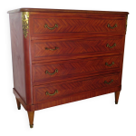 Commode louis xvi - bronze - marqueterie par placage de bois en papillon - 1930