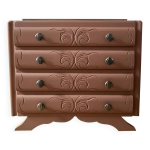 Commode marbre rnove - rouge sentier - anne 50 60 - marbre et bois massif