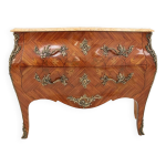Commode marquete  plateau en marbre de style louis xv, france