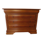 Commode en merisier - bois massif - � doucine - louis philippe - 4 tiroirs
