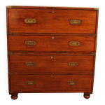 Commode militaire, de marine en acajou blond avec secrtaire, xixme sicle