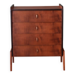 Commode moderniste en placage de chne et laiton france 1950s