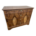 Commode en noyer et ronce de noyer, fin xixe, 4 tiroirs