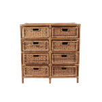 Commode en osier et rotin avec 8 tiroirs