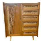 Commode et penderie en bois et rotin Commode et penderie en bois et rotin