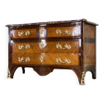 Commode en placage de bois de rose et palissandre, bronze dor, marbre de rance, louis xv