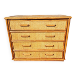 Commode en rotin avec 4 tiroirs