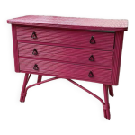 Commode rotin rose vintage Commode rotin rose vintage
