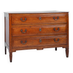 Commode rustique fran�aise en ch�ne massif � 3 tiroirs, vers 1850