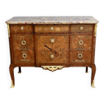 Commode sauteuse en bois de rose et palissandre, style transition louis xv