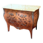 Commode sauteuse de dame galbe style louis xv en marquterie