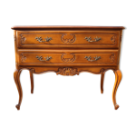 Commode sauteuse esprit louis xv 2 tiroirs merisier, annes 60