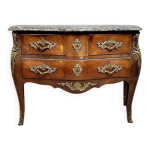 Commode sauteuse galbe style louis xv en marqueterie vers 1880