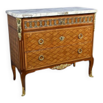 Commode sauteuse en marqueterie, style transition louis xv louis xvi d�bu